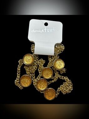 Charming Charlie Gold-Tone Necklace with Amber Discs